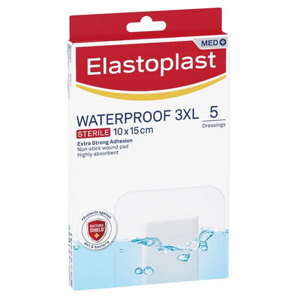 Elastoplast Waterproof 3XL Sterile 10 X 15cm 5 Dressings - OhYouLuckyDuck.com.au