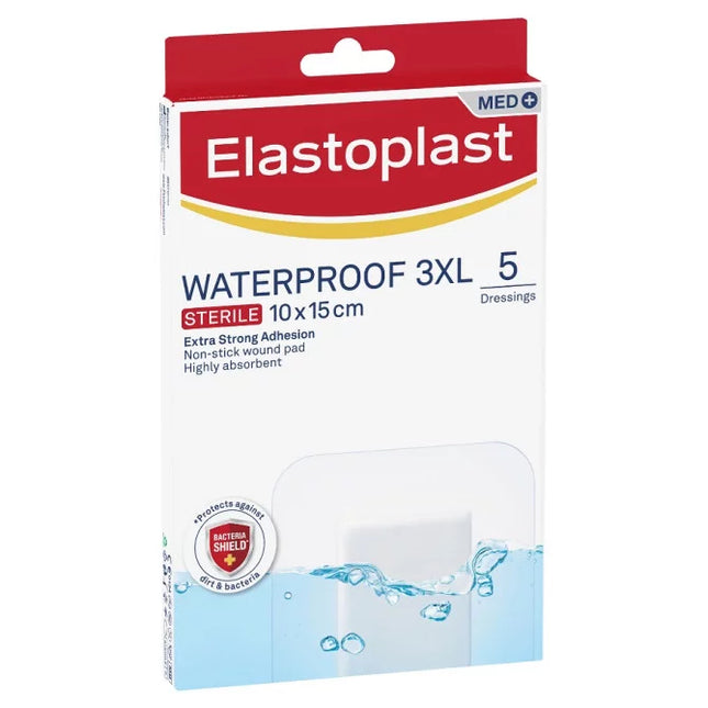 Elastoplast Waterproof 3XL Sterile 10 X 15cm 5 Dressings - OhYouLuckyDuck.com.au