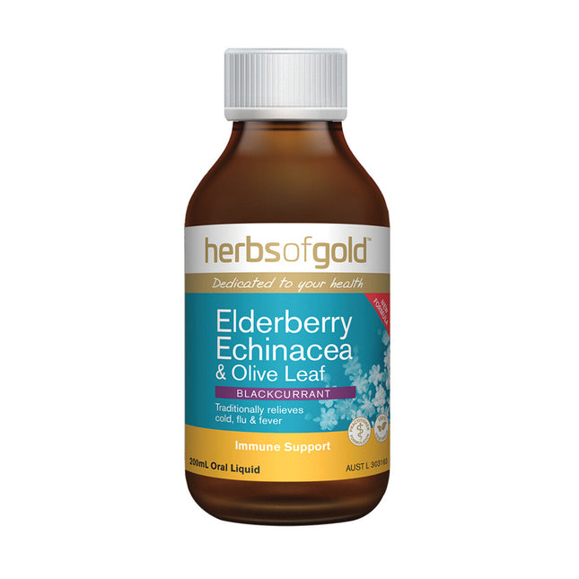 Herbs of Gold Elderberry Echinacea and Olive Leaf 200mL