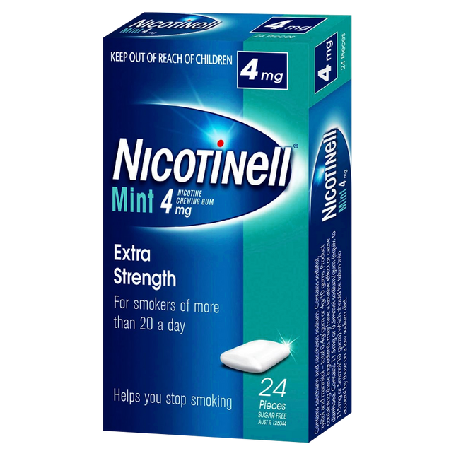 Nicotinell Chewing Gum Nicotine 4mg 24 Pieces – Mint - OhYouLuckyDuck.com.au