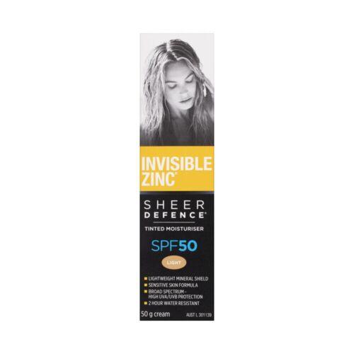 Invisible Zinc Sheer Defence SPF 50 Tinted Moisturiser 50g - OhYouLuckyDuck.com.au