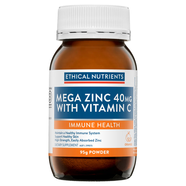 Ethical Nutrients Mega Zinc Powder With Vitamin C Powder Raspberry 95G - OhYouLuckyDuck.com.au