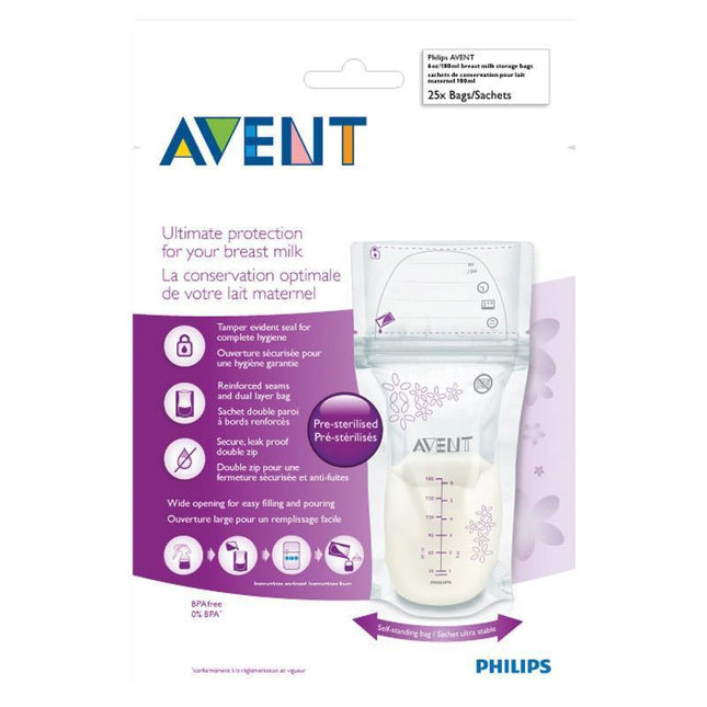 Avent Breast Milk Storage Bag 180ml 25Pack - OhYouLuckyDuck.com.au