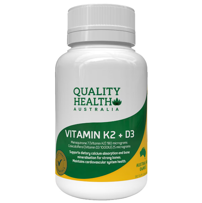 Quality Health Australia Vitamin K2 plus D3 90 Capsules - OhYouLuckyDuck.com.au