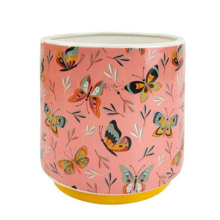 Urban Butterfly Ceramic Planter Pink Small Indoor Plant Pot 13CM