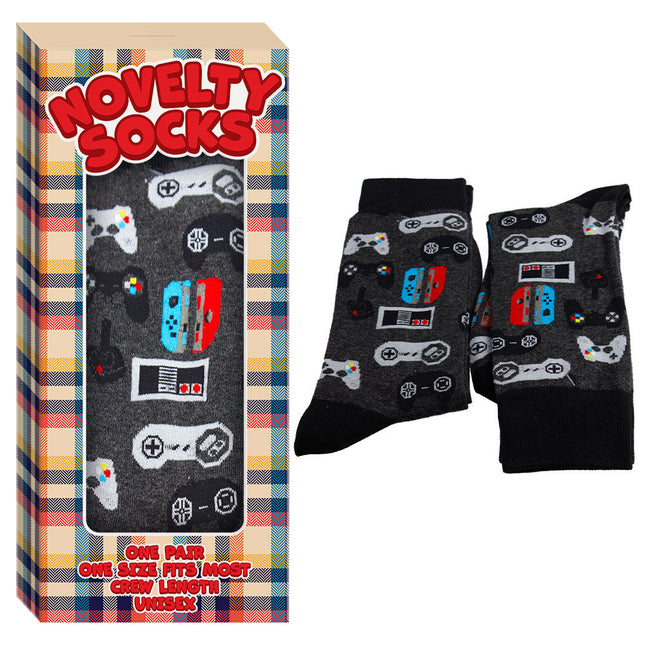 Unisex Gamer Crew Socks Video Game Controller Design Gift Box