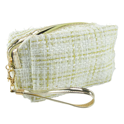 Lulu Grace Medium White Plaid Cosmetic Bag