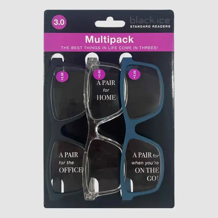 Black Ice Reader 3Pk +3.0