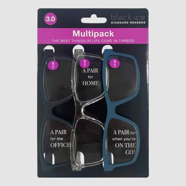 Black Ice Reader 3Pk +3.0