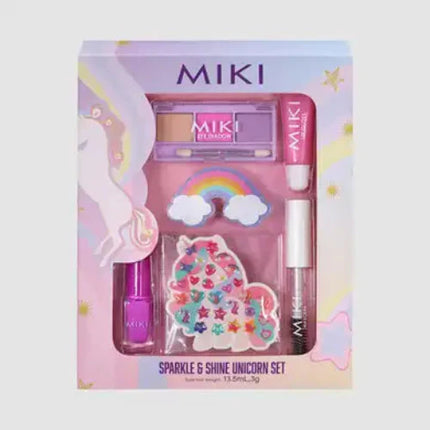 Miki Sparkle and Shine Unicorn Kids Makeup Set with Lip Gloss Nail Polish and Body Glitter