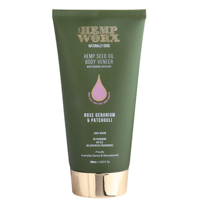 Hemp Worx Body Veneer Rose Geranium & Patchouli 150ML