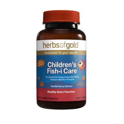 Herbs of Gold Children’s Fish I Care 60 Tablets Vanilla Berry