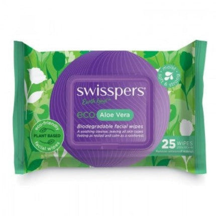Swisspers Eco Facial Wipes Aloe Vera 25 - OhYouLuckyDuck.com.au