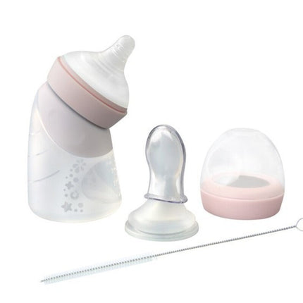 Marcus & Marcus Silicone Feeding Bottle & Dispensing Spoon Set Pink
