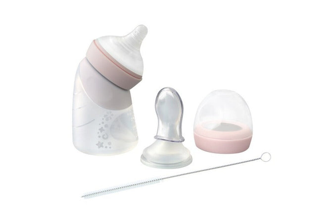 Marcus & Marcus Silicone Feeding Bottle & Dispensing Spoon Set Pink