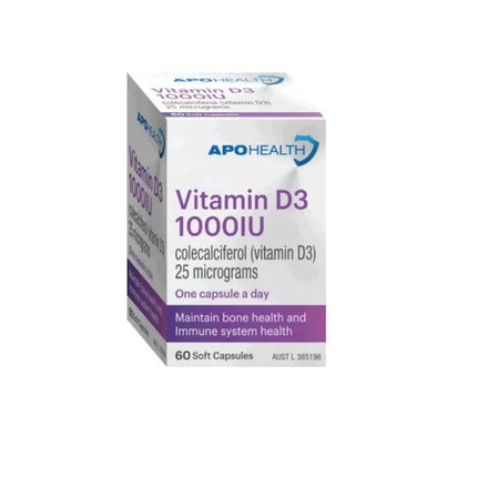 APOHealth Vitamin D3 1000IU 60 Capsules - OhYouLuckyDuck.com.au