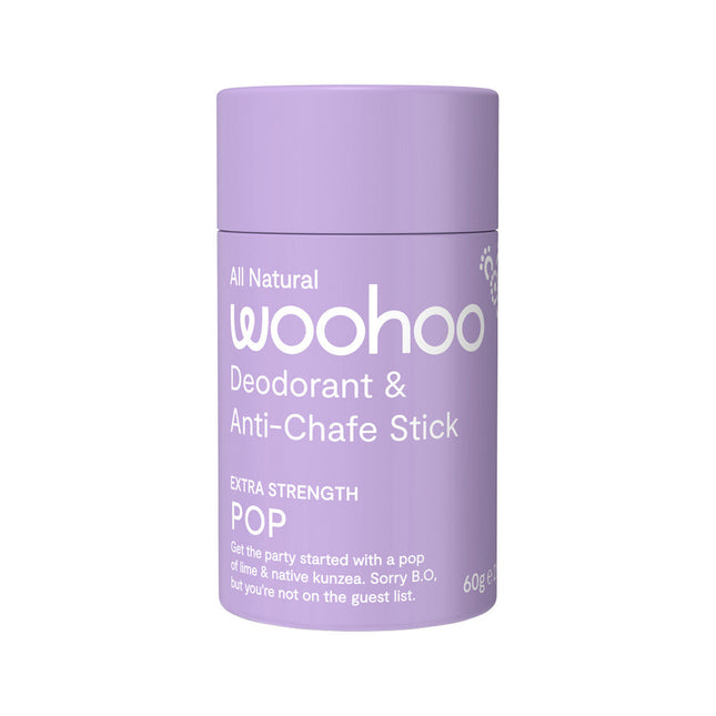 Woohoo Deodorant & Anti-Chafe Stick Extra Strength Pop  60G