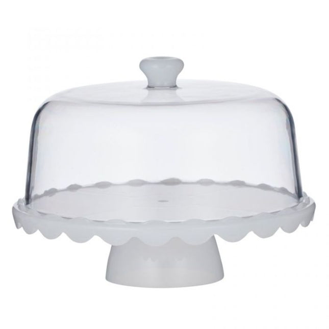 CIBO Acrylic 2 in 1 Serving Platter and Cake Stand White 30 x 15.5cm
