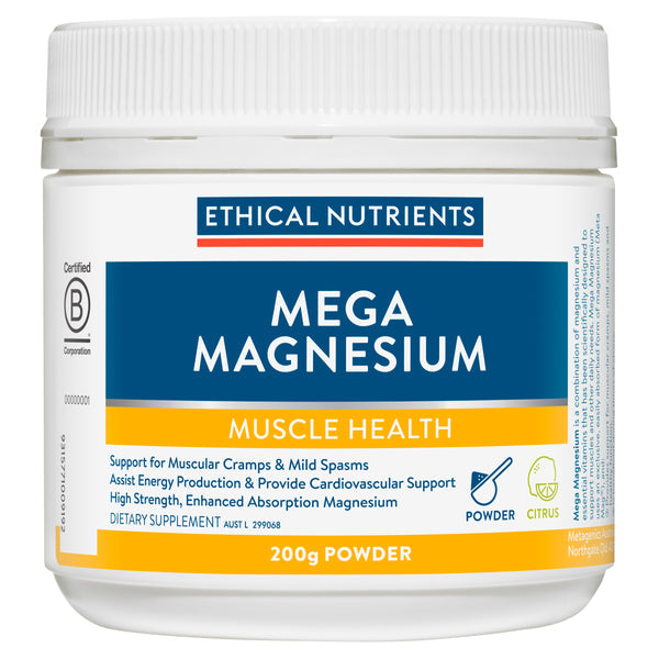 Ethical Nutrients Mega Magnesium Powder Citrus 200G - OhYouLuckyDuck.com.au
