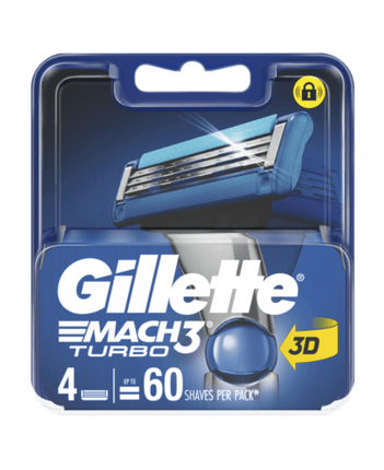 Gillette Mach3 Turbo Replacement Cartridges 4 Pack - OhYouLuckyDuck.com.au