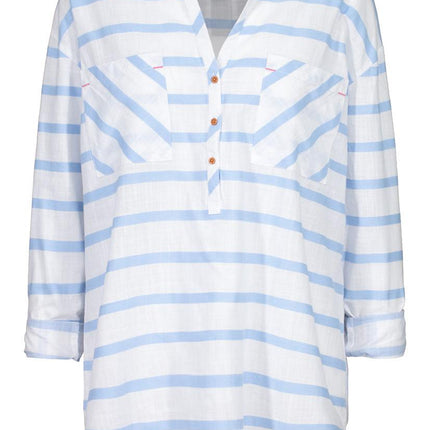Tribal Roll Up Sleeve Blouse Vista Blue