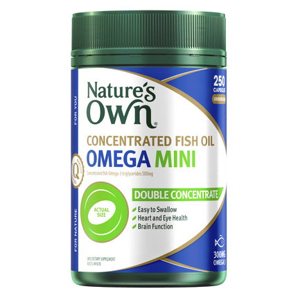 Nature's Own Concentrated Omega 3 Fish Oil Mini Caps 250 Capsules