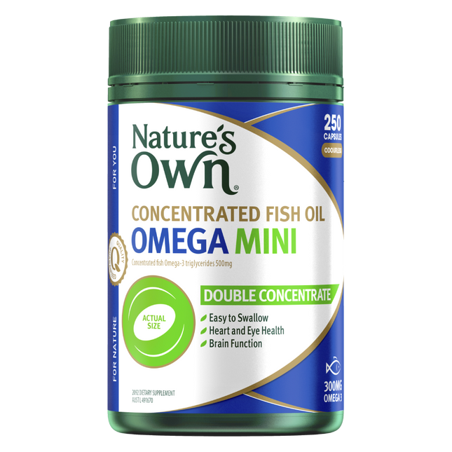 Nature's Own Concentrated Omega 3 Fish Oil Mini Caps 250 Capsules