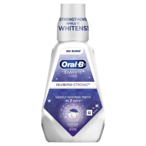 Oral B 3D White Luxe Diamond Strong Rinse Clean Mint 473mL - OhYouLuckyDuck.com.au