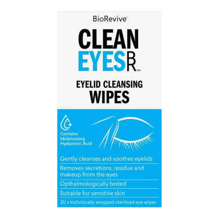 BioRevive Clean Eyes Gentle Hypoallergenic Eyelid Wipes 30 PCS