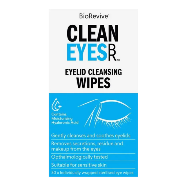 BioRevive Clean Eyes Gentle Hypoallergenic Eyelid Wipes 30 PCS
