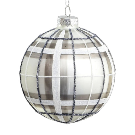 Holly and Ivy White Tartan Bauble