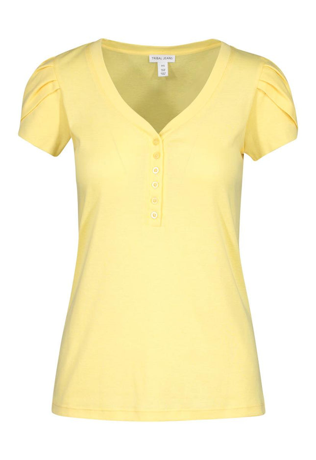 Tribal Tulip Sleeve Henley Top Buttercup