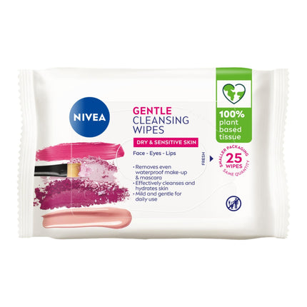 Nivea Daily Essentials Gentle Cleansing Wipes for Dry and Sensitive Skin 2 x 25 Pack