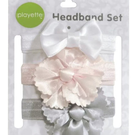Playette 3 Pack Satin Flowers/Bow Headbands