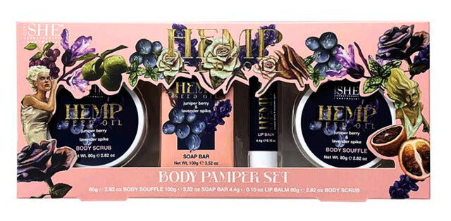 Hemp Body Pamper Set Juniper Berry and Lavender Spike 3 Piece