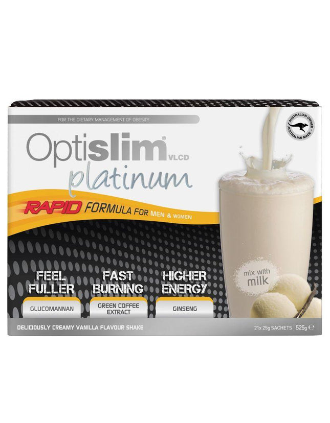 Optislim Vlcd Platinum Shake Vanilla 25g X 21 - OhYouLuckyDuck.com.au
