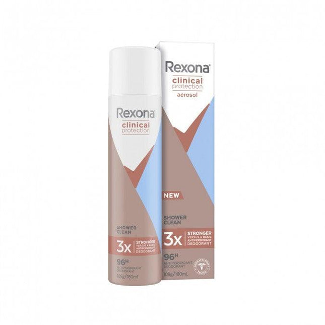 Rexona Clinical Antiperspirant Aerosol Shower Clean 180mL - OhYouLuckyDuck.com.au