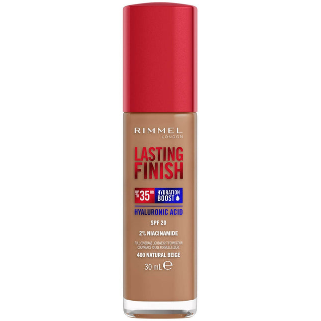 Rimmel Lasting Finish 35HR Foundation SPF20 400 Natural Beige 30ml - OhYouLuckyDuck.com.au