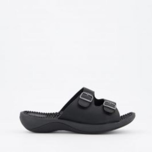 Homyped Crest Massage Womens Slide Sandal Black Size 6
