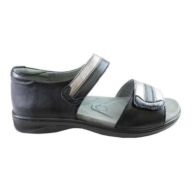 Homyped Dakota Women's Leather Comfort Sandals Black Wide Fit Size 7
