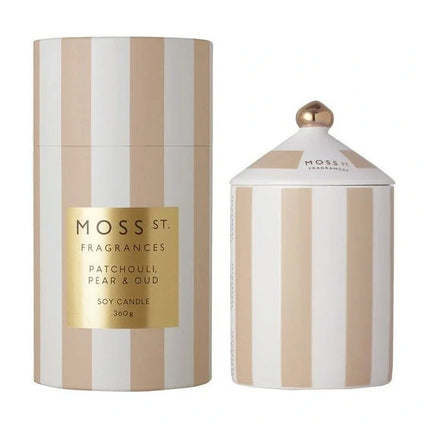 Moss St Ceramic Large Scented Candle Patchouli Pear and Oud 360G