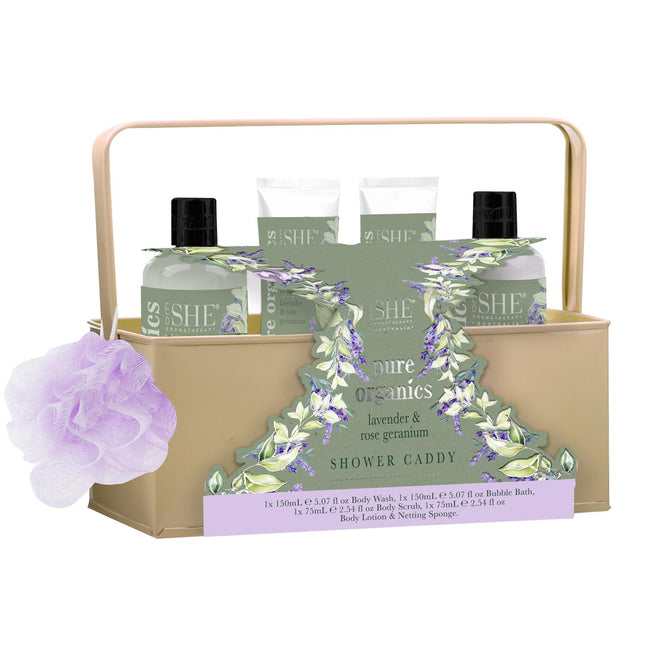 SHE Pure Organics Shower Caddy Lavender & Rose Geranium