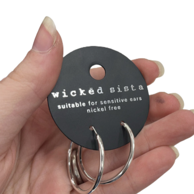 Wicked Sista SIlver Small Hoop Earrings