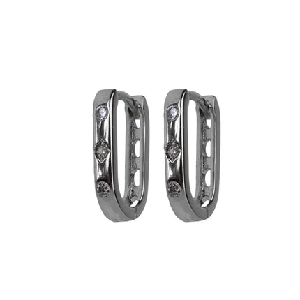 Adnohr Sensation Rectangle Huggie Earrings Rhodium Plated