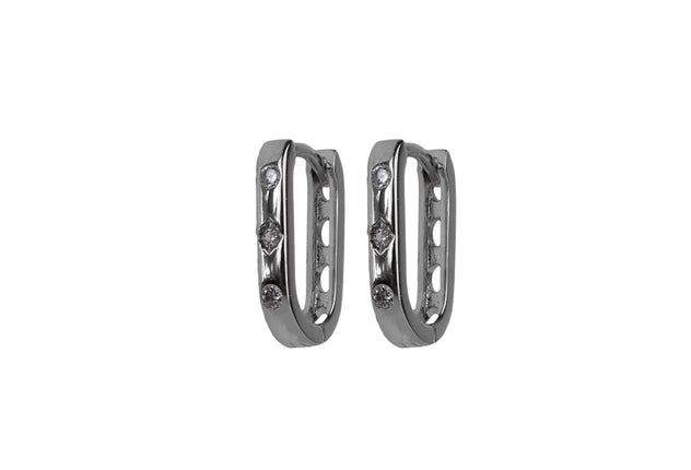 Adnohr Sensation Rectangle Huggie Earrings Rhodium Plated