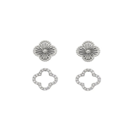 Studex Sensation Cubic Zirconia Clover Jewelry Set Rhodium Plated