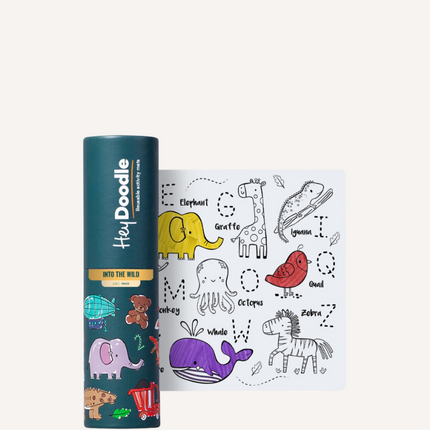 Heydoodle Abc Into The Wild Reusable Silicone Colouring Minimat 40CM x 30CM