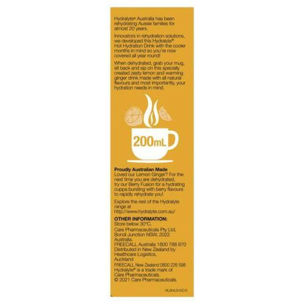 Hydralyte Hot Hydration Drink Lemon Ginger Sachets 10 Pack - OhYouLuckyDuck.com.au