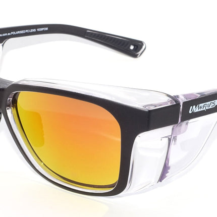 UV Wraps Glasses Safety Polarised Sun Orange Mirror Lens