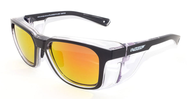 UV Wraps Glasses Safety Polarised Sun Orange Mirror Lens